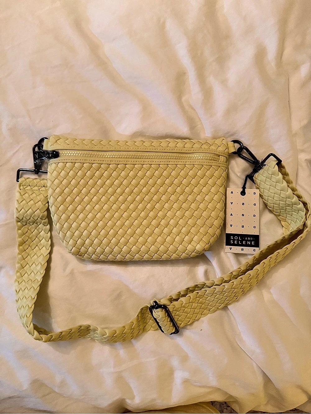Sol + Selene Woven Crossbody Bag in Cream NWT